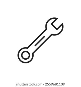 Wrench icon Flat art in black and white isolated