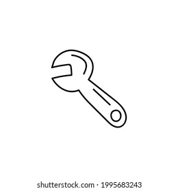Icono de llave en estilo de línea negra plana, aislado en fondo blanco 