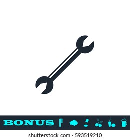 Wrench icon flat. Black pictogram on white background. Vector illustration symbol and bonus button