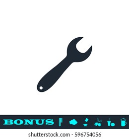 Wrench icon flat. Black pictogram on white background. Vector illustration symbol and bonus button