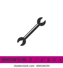 Wrench icon flat. Black pictogram on white background. Vector illustration symbol and bonus button