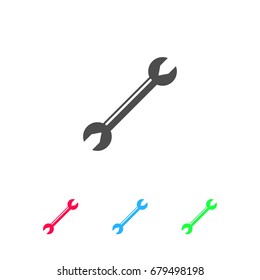 Wrench icon flat. Color pictogram on white background. Vector illustration symbol and bonus icons