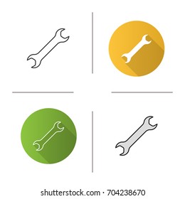 Wrench icon. Flat design, linear and color styles. Spanner. Isolated vector illustrations