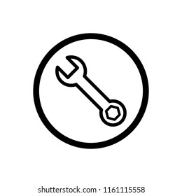 Wrench icon flat design on white background