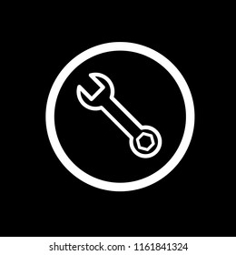 Wrench icon flat design on white background