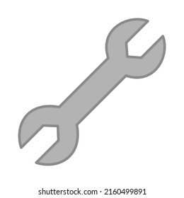 Diseño plano de icono de llave inglesa sobre fondo blanco