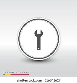 Wrench icon. Flat design style. Made in vector. Emblem or label with shadow.
