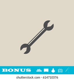 Wrench icon flat. Grey pictogram on light background. Vector illustration symbol and bonus button real estate, ottoman, vase, tv, fishing rod