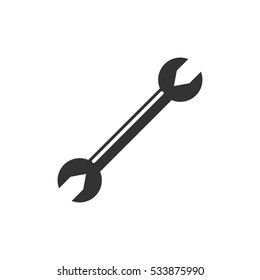 Wrench icon flat. Illustration isolated on white background. Vector grey sign symbol