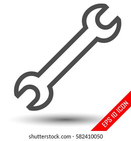 Wrench icon. Wrench flat logo. Vector illustration on white background.