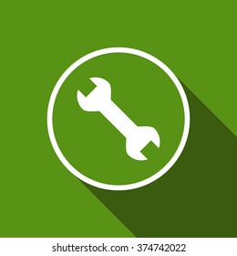 wrench icon flat icon with long shadow. vector illustration