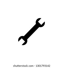 Wrench Icon In Flat Style For App, UI, Websites. Black Spanner Icon Vector Illustration.