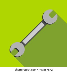 Wrench icon in flat style with long shadow. Tools symbol