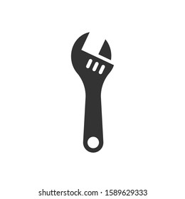 Wrench icon in flat style. Spanner key vector illustration on white isolated background. Repair equipment business concept.