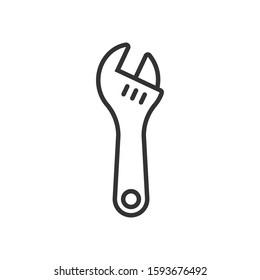 Wrench icon in flat style. Spanner key vector illustration on white isolated background. Repair equipment business concept.