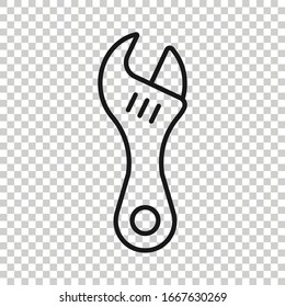 Wrench icon in flat style. Spanner key vector illustration on white isolated background. Repair equipment business concept.