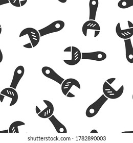 Wrench icon in flat style. Spanner key vector illustration on white isolated background. Repair equipment seamless pattern business concept.