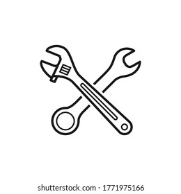 Wrench icon flat vector illustration.