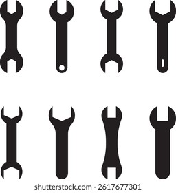 Wrench icon, gear icon, blue and orange, technical symbol, maintenance concept, repair tool, industrial design