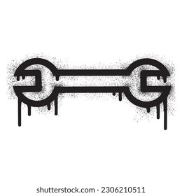 Wrench icon graffiti with black spray paint
