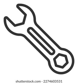 Wrench - icon, illustration on white background, outline style