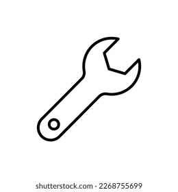 Wrench icon illustration. icon related to tool. outline icon style. Simple vector design editable