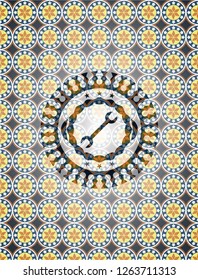 wrench icon inside arabesque badge background. arabic decoration.