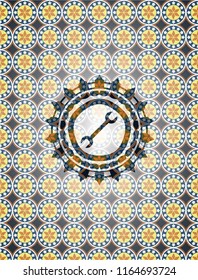 wrench icon inside arabic emblem. Arabesque decoration.