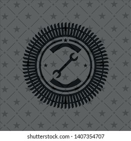 wrench icon inside black emblem. Vintage.