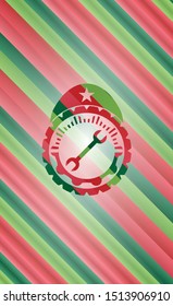 wrench icon inside christmas emblem background.