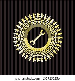 wrench icon inside gold emblem