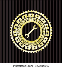 wrench icon inside gold shiny emblem