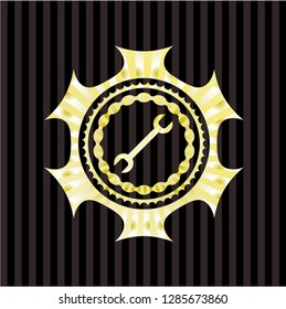 wrench icon inside golden emblem