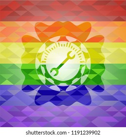 wrench icon inside lgbt colors emblem 