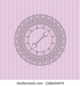 wrench icon inside pink emblem. Vintage.