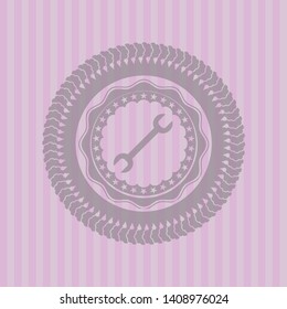 wrench icon inside pink emblem. Vintage.