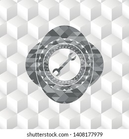 wrench icon inside realistic grey emblem with cube white background