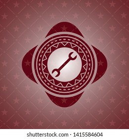 wrench icon inside realistic red emblem