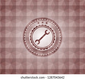 wrench icon inside red badge with geometric pattern background. Seamless.