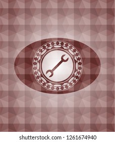 wrench icon inside red geometric badge. Seamless.