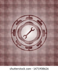 wrench icon inside red geometric badge. Seamless.