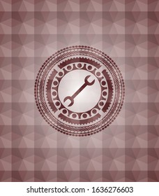 wrench icon inside red geometric badge. Seamless.