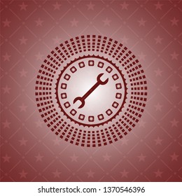 wrench icon inside retro red emblem