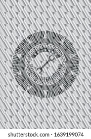 wrench icon inside silver color badge or emblem. Scales pattern. Vector Illustration. Detailed.