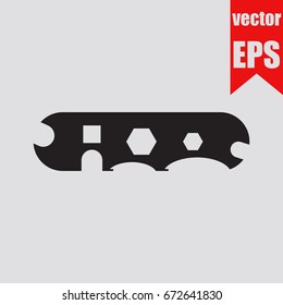 Wrench icon isolated on grey background.Vector illustration.
