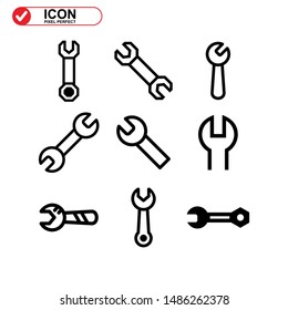 wrench icon isolated sign symbol vector illustration - Collection of high quality black style vector icons
