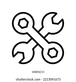 wrench icon. Line Art Style Design Isolated On White Background
