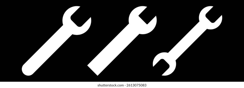 Wrench icon. Line, glyph and filled outline colorful version. Symbol, logo illustration. Different style icons set. 