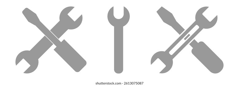 Wrench icon. Line, glyph and filled outline colorful version. Symbol, logo illustration. Different style icons set. 