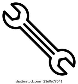 wrench icon in line style isolated on white background. Construction tools, vector illustration for graphic design projects